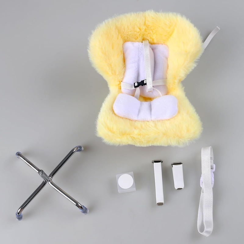Walant Doll Car Seat Compatible with Labubu, Chair for 10-17cm Dolls - Adjustable Safety Strap, Air Vent Clip & Desktop Stand, Soft Cushion, Cute Car Ornament Gift for Collectors & Fans (Yelllow) - Image 3